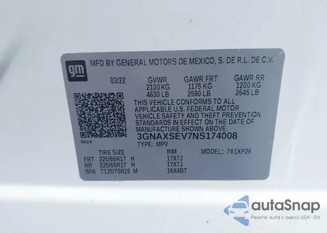 2022 Chevrolet Equinox Awd Ls from USA, damaged, VIN 3GNAXSEV7NS174008